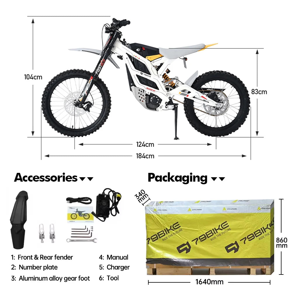 79bike Falcon GT Electric Motorcycle – 16800W Peak, 95 km/h, 72V Samsung Battery