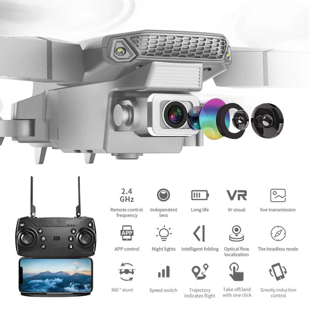E88 Pro Foldable Drone — 4K HD Dual Camera, WiFi FPV & 15-Min Flight