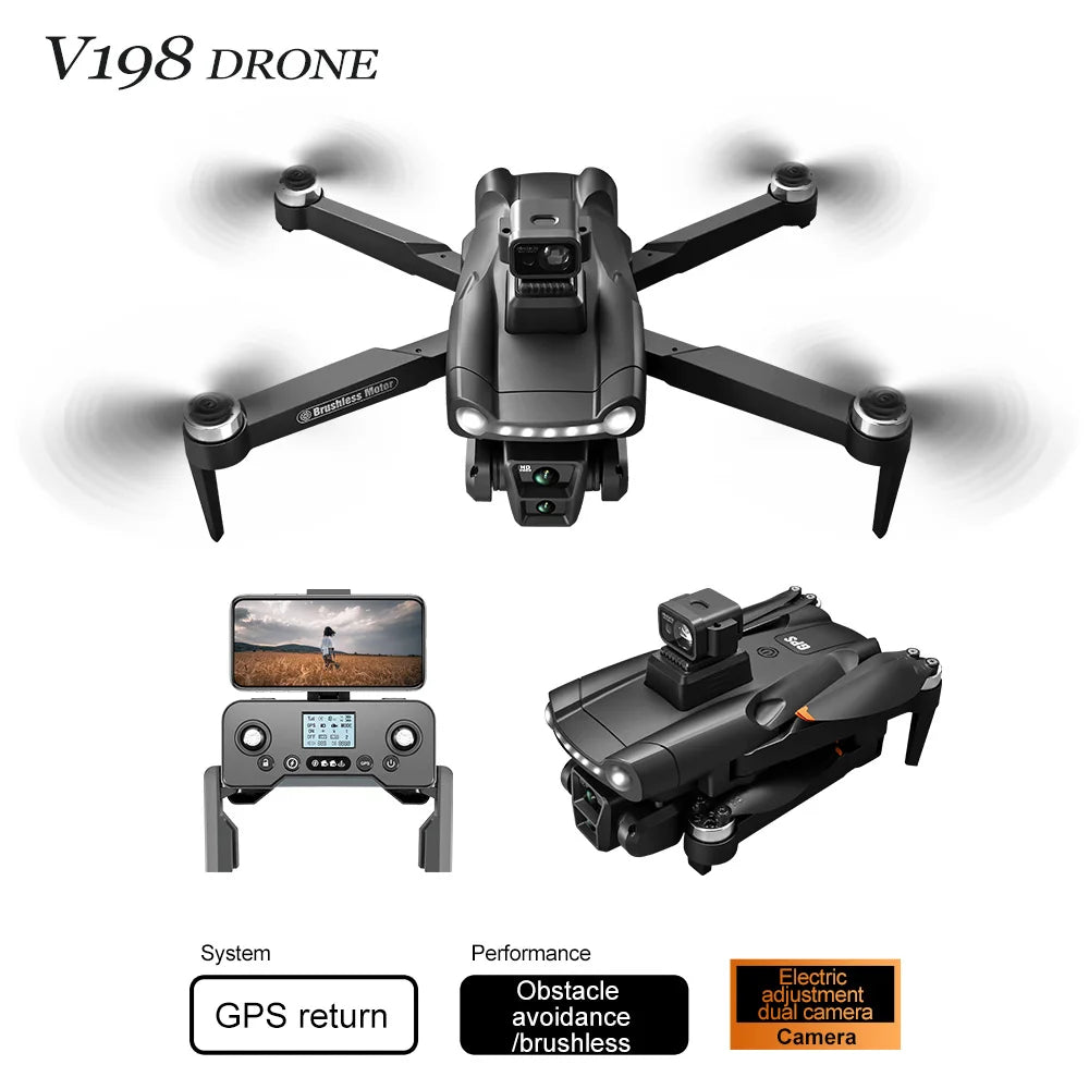 V198 8K GPS Drone – 48MP Camera, 3KM Range, Foldable Quadcopter