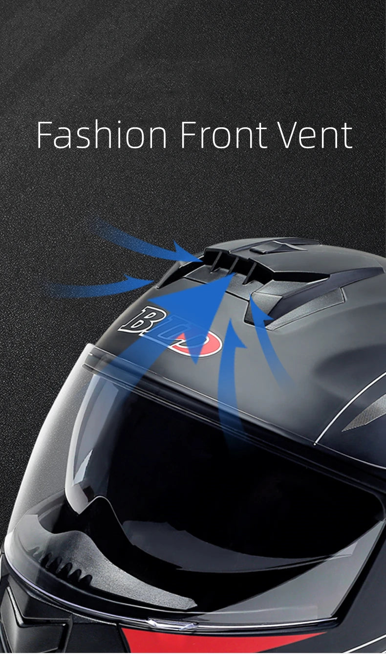 Flip-Up Modular Motorcycle Helmet – Dual Lens, DOT Approved, S/M/L
