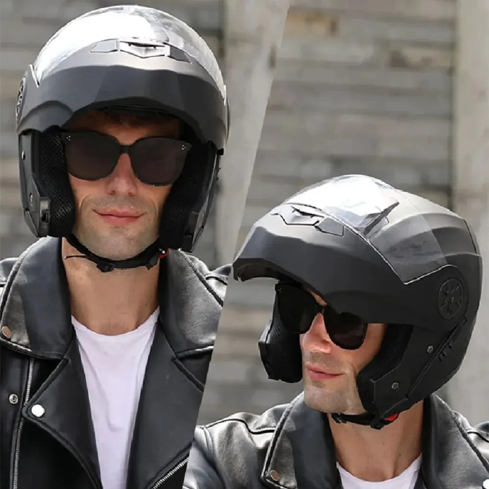 Flip-Up Modular Motorcycle Helmet – Dual Lens, DOT Approved, S/M/L