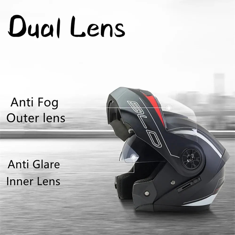 Flip-Up Modular Motorcycle Helmet – Dual Lens, DOT Approved, S/M/L