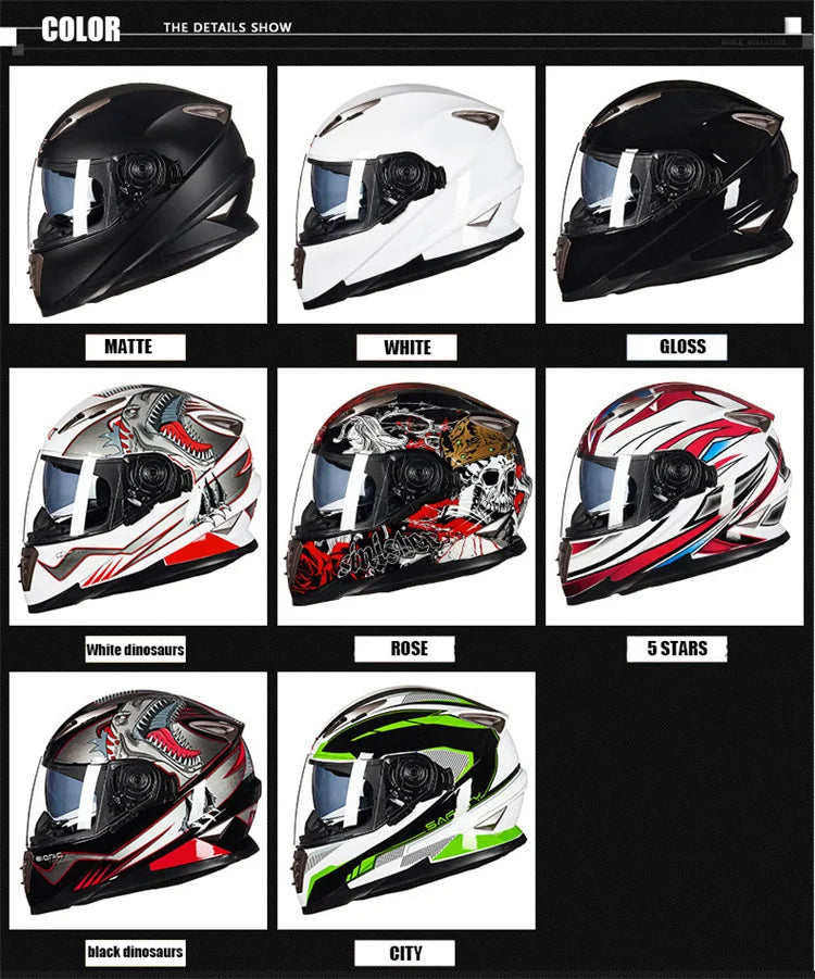 Full Face Motorcycle Helmet – DOT Approved, ABS Shell, M/L/XL