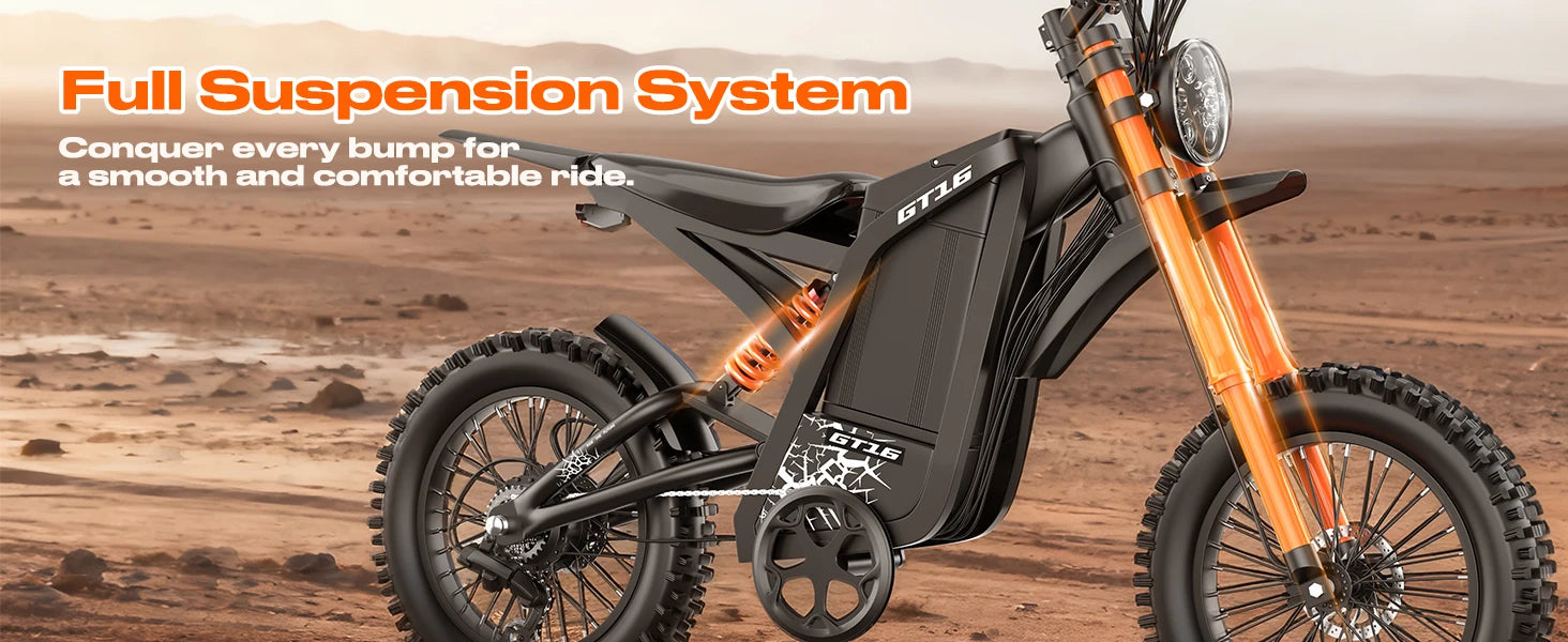 GT16 1500W Electric Motorcycle – 48V 25AH Battery, 65-Mile Range, 35 MPH