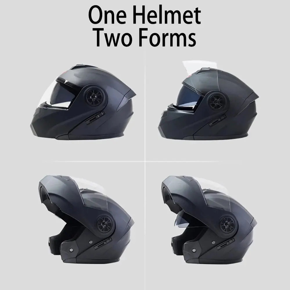 Flip-Up Modular Motorcycle Helmet – Dual Lens, DOT Approved, S/M/L