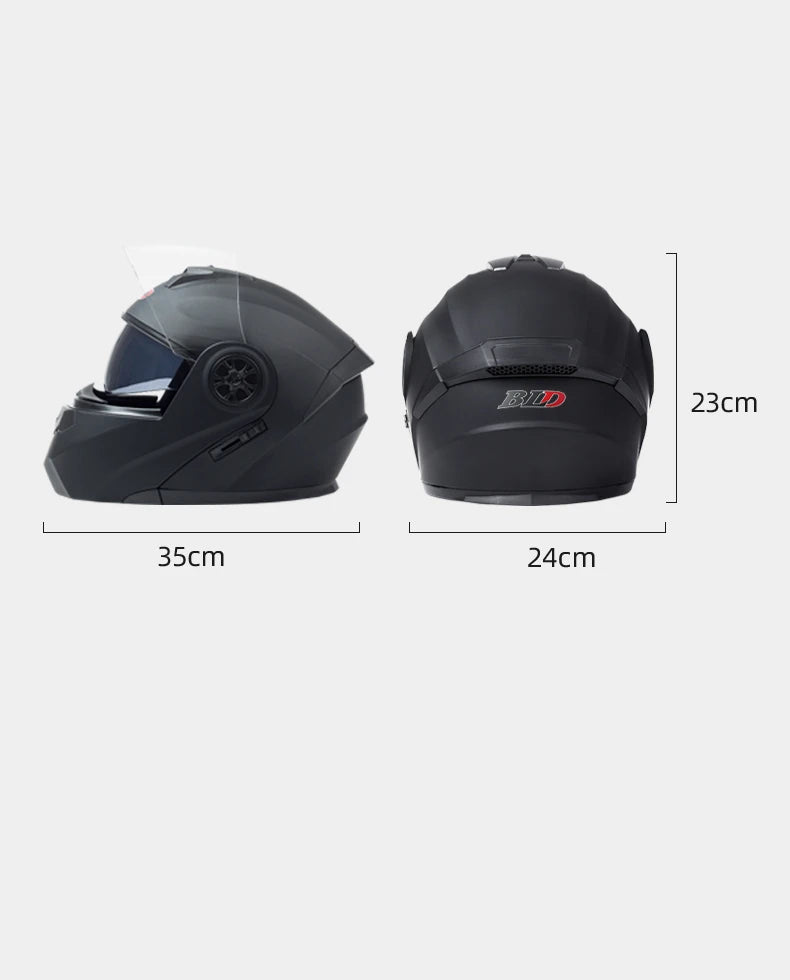 Flip-Up Modular Motorcycle Helmet – Dual Lens, DOT Approved, S/M/L
