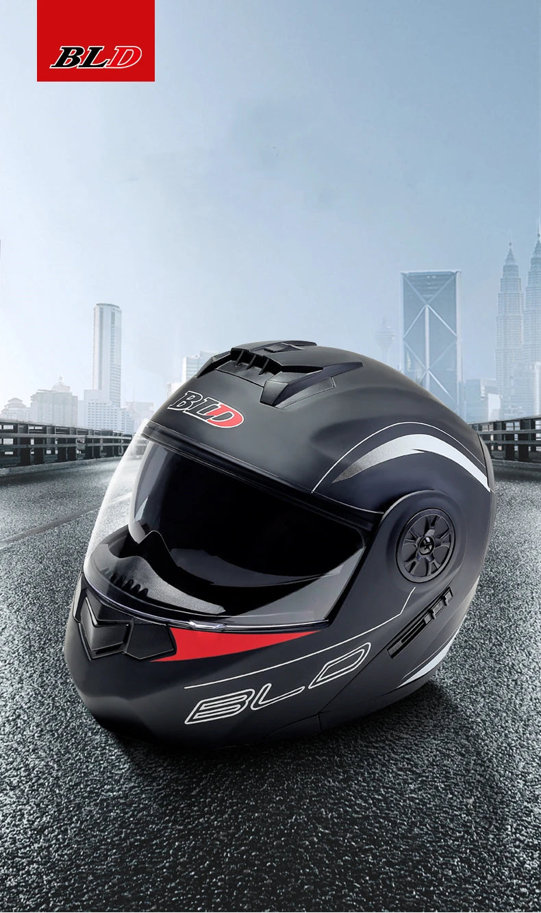 Flip-Up Modular Motorcycle Helmet – Dual Lens, DOT Approved, S/M/L