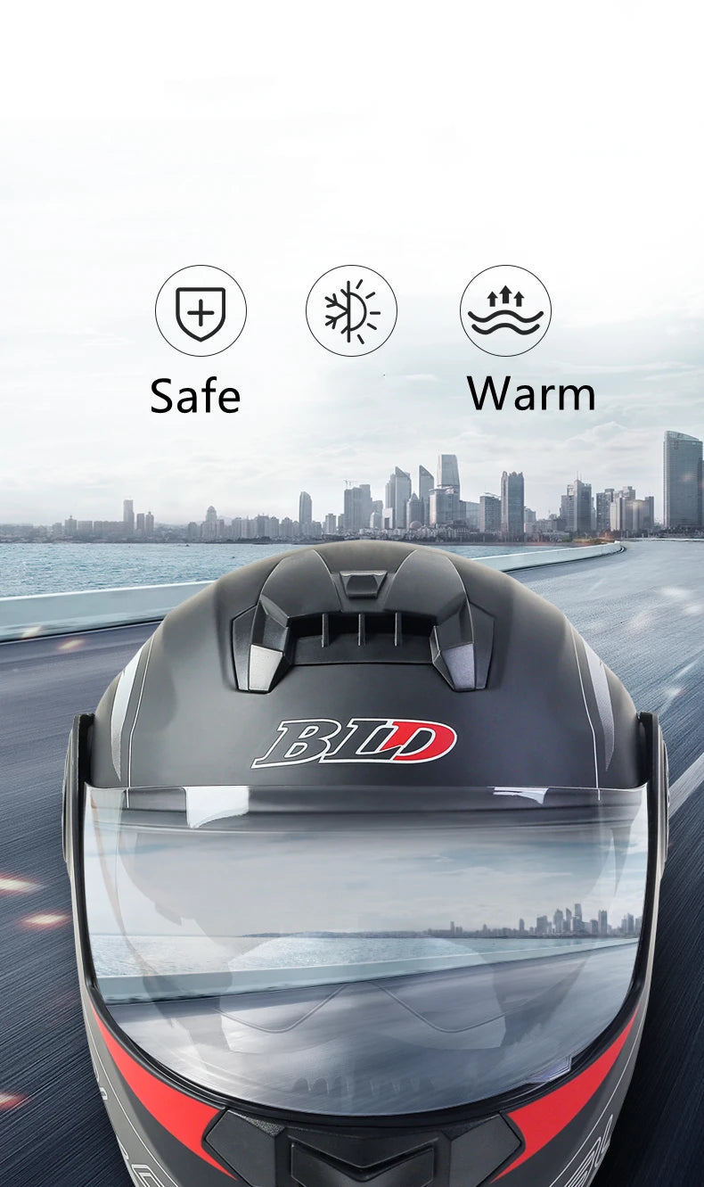 Flip-Up Modular Motorcycle Helmet – Dual Lens, DOT Approved, S/M/L