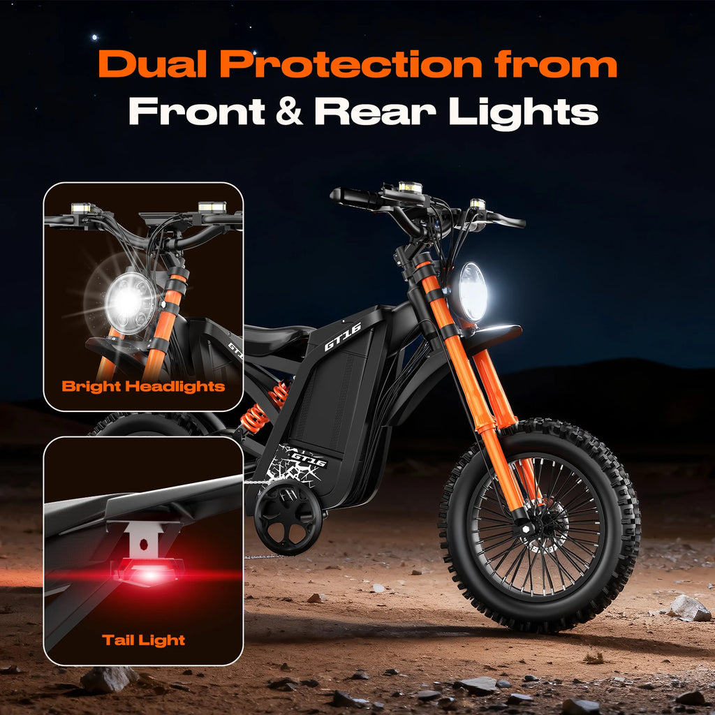 GT16 1500W Electric Motorcycle – 48V 25AH Battery, 65-Mile Range, 35 MPH