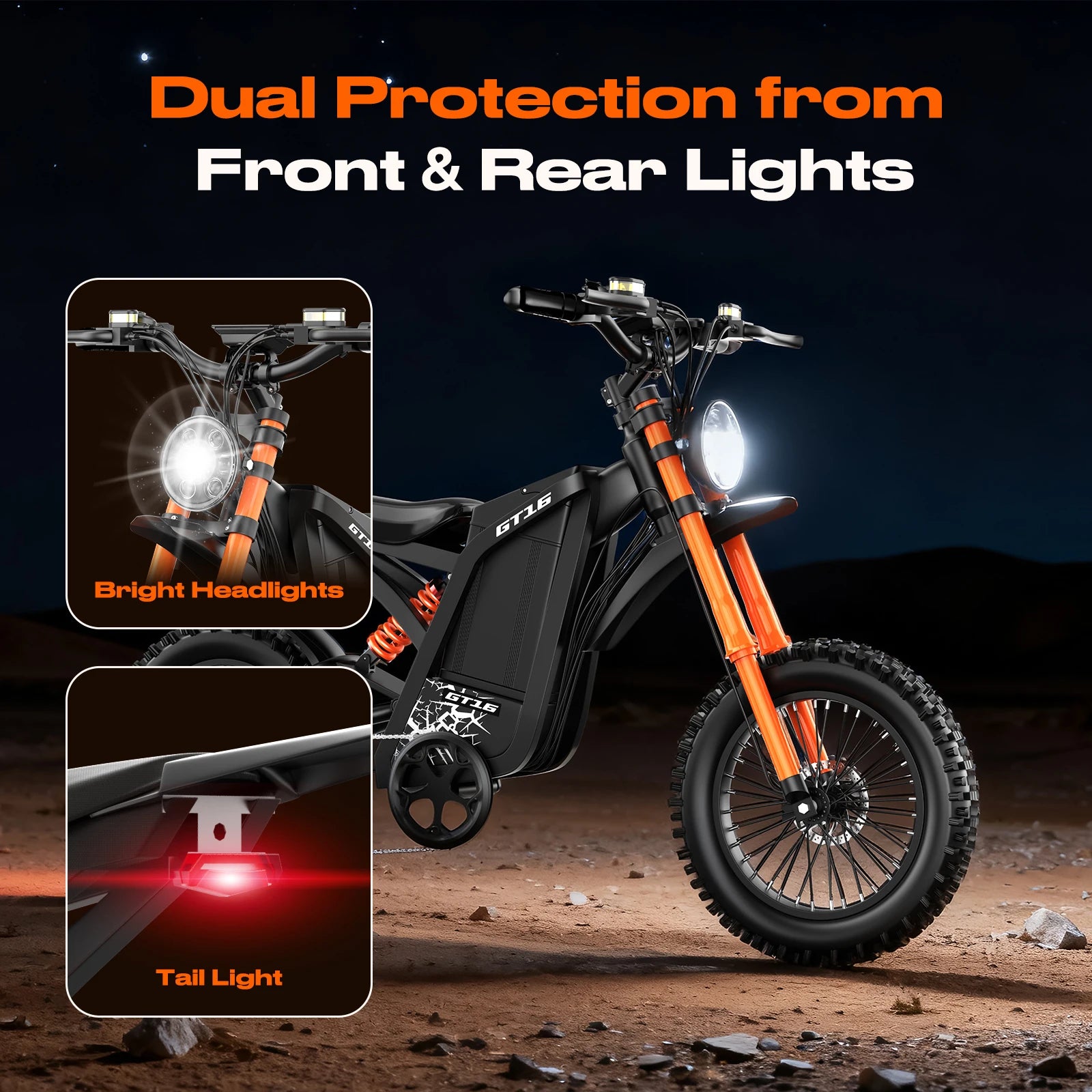 GT16 1500W Electric Motorcycle – 48V 25AH Battery, 65-Mile Range, 35 MPH