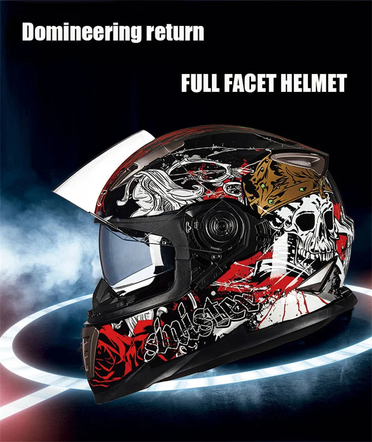 Full Face Motorcycle Helmet – DOT Approved, ABS Shell, M/L/XL