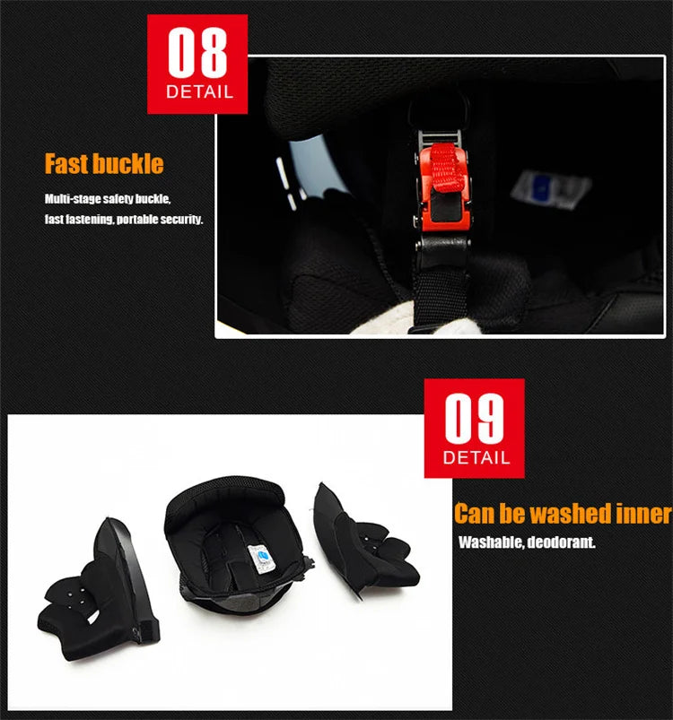 Full Face Motorcycle Helmet – DOT Approved, ABS Shell, M/L/XL