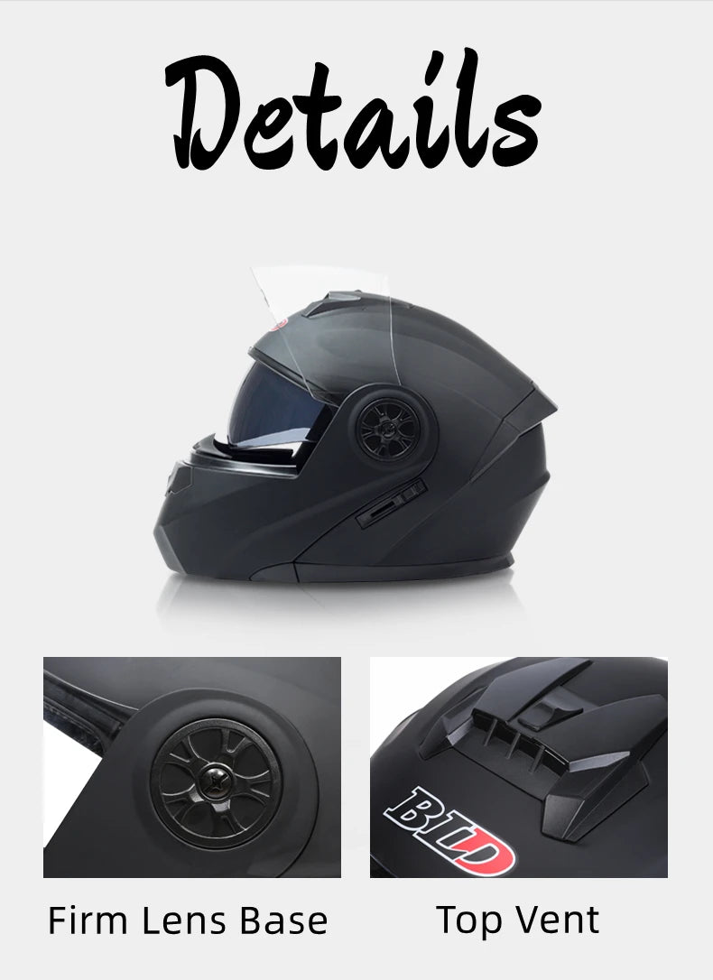 Flip-Up Modular Motorcycle Helmet – Dual Lens, DOT Approved, S/M/L