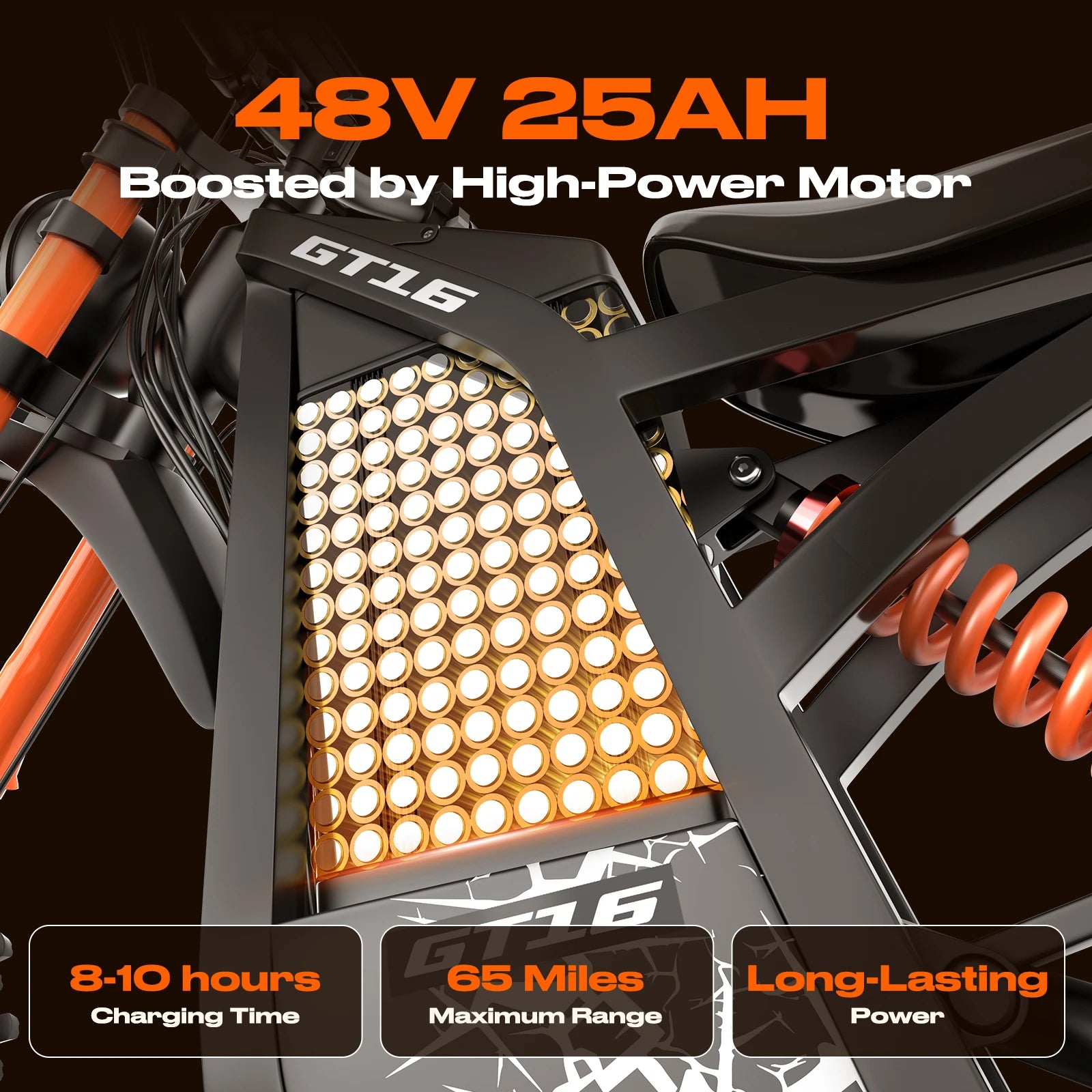 GT16 1500W Electric Motorcycle – 48V 25AH Battery, 65-Mile Range, 35 MPH