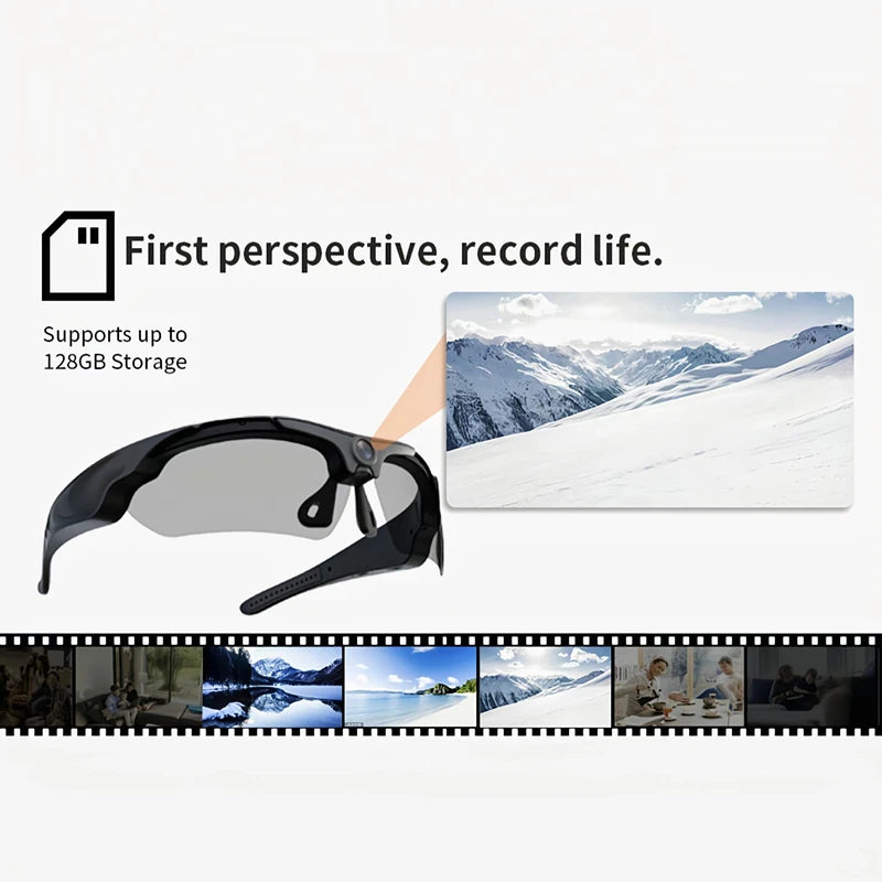 Smart Cycling Glasses with 1080p Camera – Bluetooth, Voice Assistant, 64GB