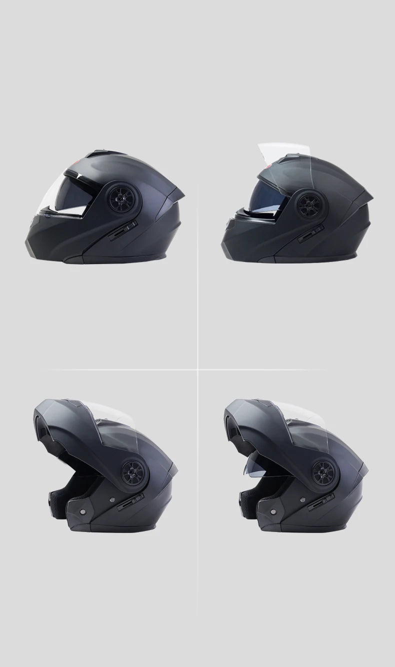 Flip-Up Modular Motorcycle Helmet – Dual Lens, DOT Approved, S/M/L