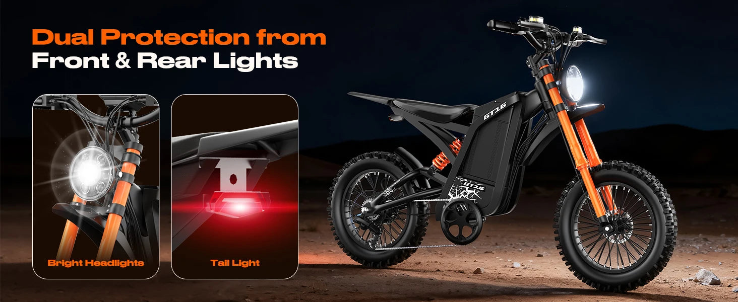 GT16 1500W Electric Motorcycle – 48V 25AH Battery, 65-Mile Range, 35 MPH